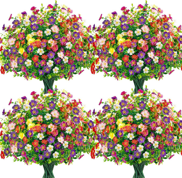 Der Rose 12 Bundles Artificial Flowers for Outdoor Fake Flowers Plants for Home Garden Porch Farmhouse Decor